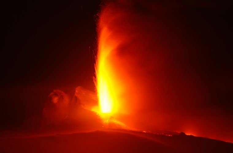 Fountain of fire during an eruption