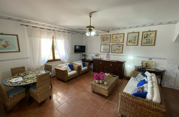 The villa is on two floors. The ground floor has 3 double bedrooms and two bathrooms; a living area with kitchen leading to a beautiful terrace and garden.