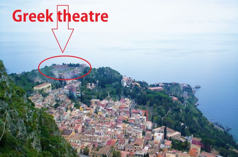 The stunning Taormina is about 25 kms away