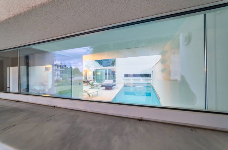 Windows facing the open courtyard