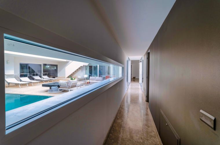 Walking inside the house