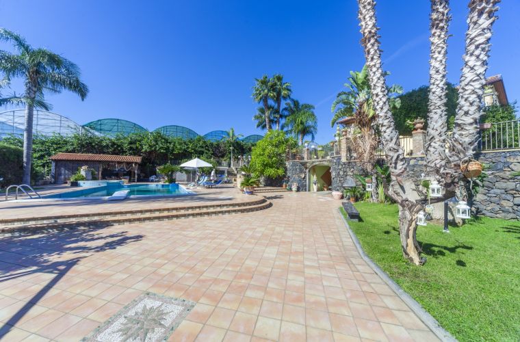 Lava stone, pool, tropical park