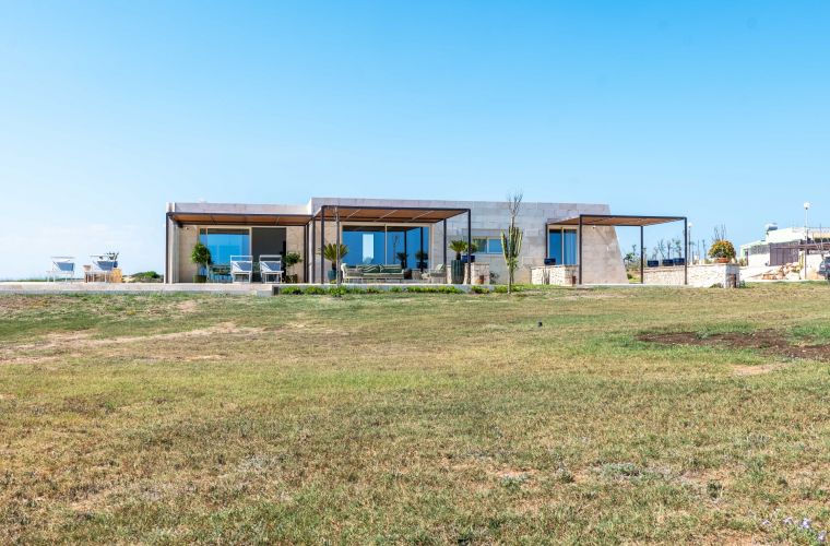 The stylish facade of the villa
