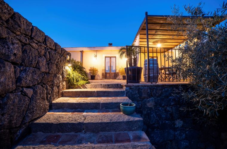 The house is built with lava stone