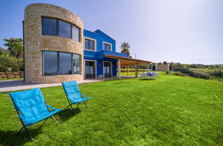 Lawn and the two elements of the building