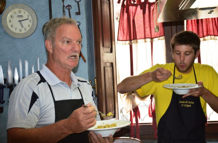 From Australia: father and son are tasting the pasta they made