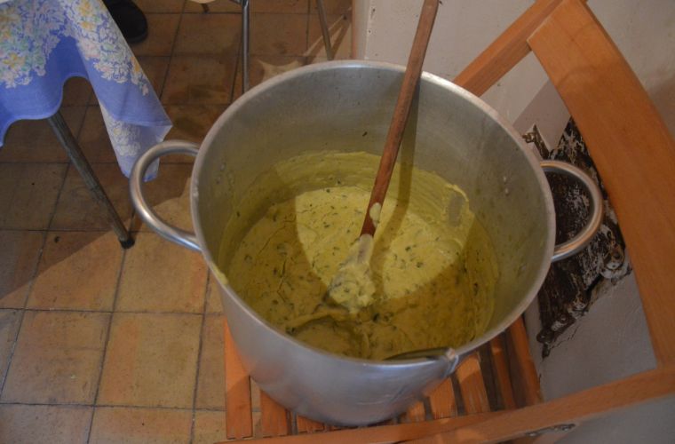 Preparing a typical soup of the hinterland